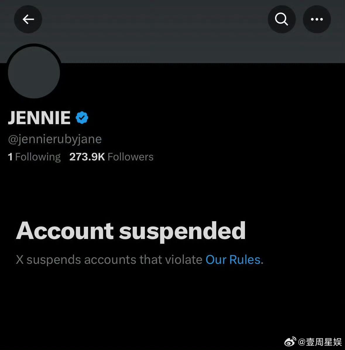 Jennie推特被封